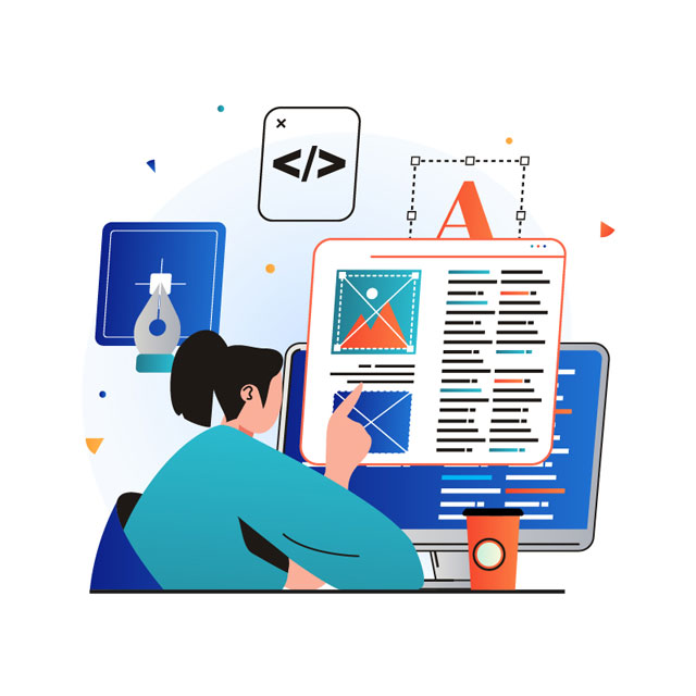web developer at work illustration web developer at work illustration